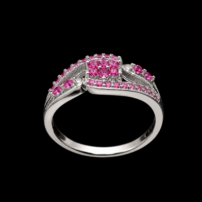 Pink CZ Floral Ring