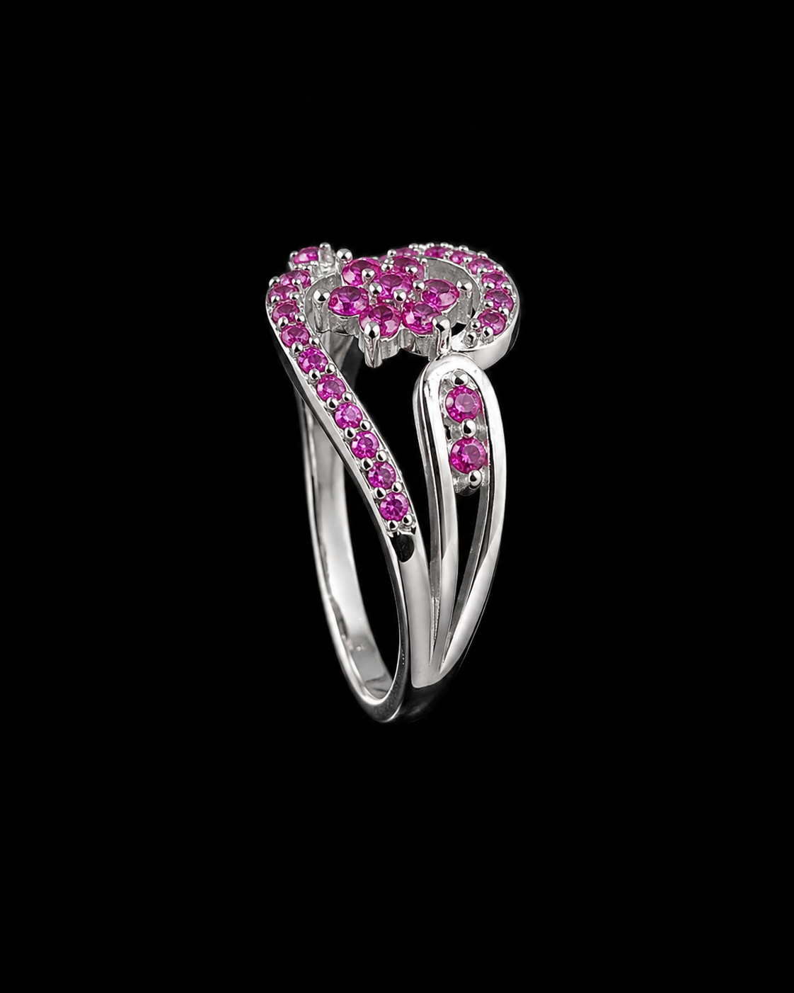 Pink CZ Floral Ring