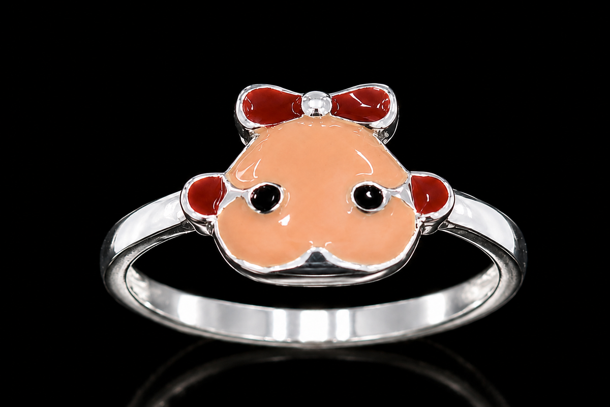 Enamel Cow Face Ring