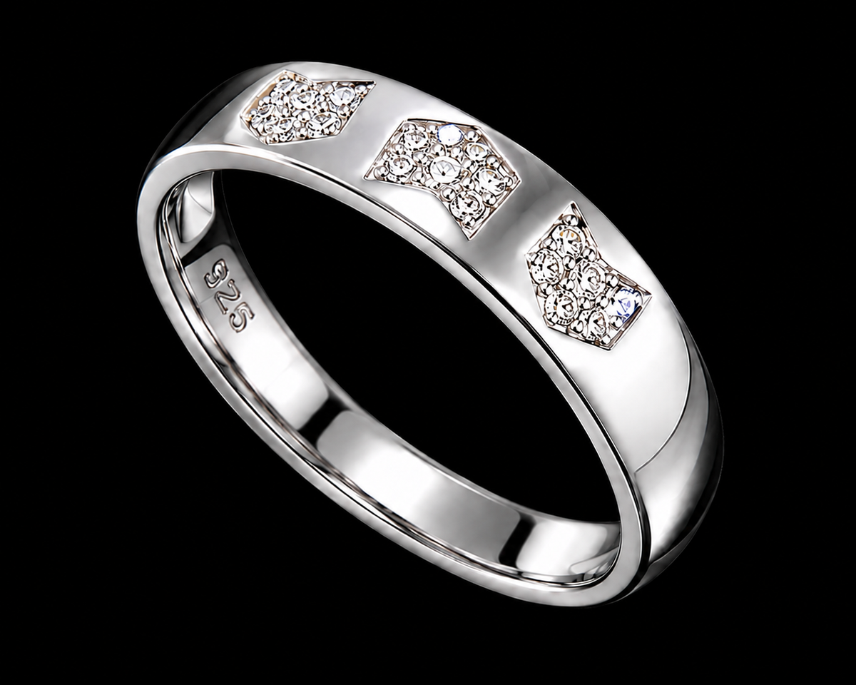 Silver CZ Ring with Enamel Work