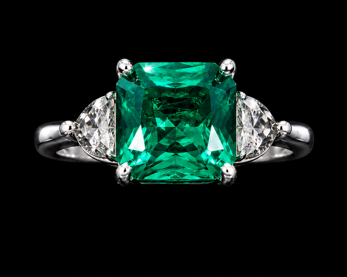Emerald and CZ Ring